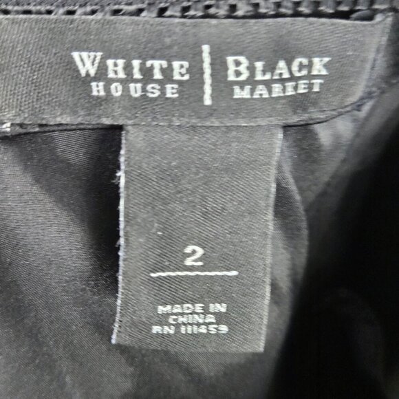 White House Black Market Size 2 Black Cocktail Dress Ruffle Sweetheart Neck - Picture 11 of 14